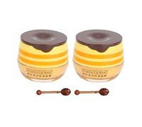 2PCS Bee Honey Lip Balm Pot, Lip Sleeping Mask, Moisturizing, Hydrating, Exfoliating Beeswax Softens and Adds Shine - Nourishing Lip Care, Repair Mask, and Moisturizer, for Dry, Chapped Lips