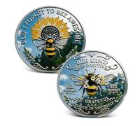 2Pcs Bee Kind Commemorative Coin, Emotional Support Token with Don’t Forget to Bee Awesome, Double-Sided Challenge Coin, Unique Mental Health Gift for Women Men