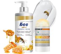 2Pcs Bee Venom Firming Cream & Bee Venom Firming Serum Stick Set, Body Lotion for Tightening, Moisturising, Smooth, Anti-Aging Natural Serum, Restore Skin Elasticity for All Skin Types