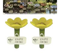 2PCS Bee Watering Station, Flower Shaped Bee Watering Station For Garden, Resin Bees Cups For Garden, Bees Feeder Drinking Cup, Colorful Butterfly BeeBath Bowl For Lawn, Driveway, Farm, Patio(Yellow)