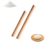 2pcs Beech Wood Rolling Pin Smooth Non-Sticky Professional Wooden Roller Baking Tool for Pizza Dough Bread Cookies Pastry Pie Fondant Dumpling Skin No Handle 30cm 25cm