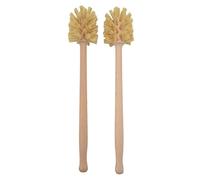 2pcs Beech Wood Toilet Brush Natural Bamboo Toilet Brush Long-Handled Bathroom Cleaning Brush With Strong Sisal Bristles 360° Cleaning Power Eco-Friendly