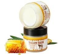 2PCS Beef Tallow and Honey Balm for Skin - Grass Fed Beef Tallow & Raw Wild Honey Balm for Cracked, Dry Skin & Aging Skin, Beef Tallow Moisturizer, Sunscreen for Hydrating Face, Body, and Hands