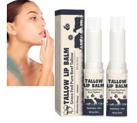 2PCS Beef Tallow Lip Balm,Beef Tallow Balms for Lip,Tallow Lip Balm Organic Grass-Fed Pure Beef Tallow with Honey & Lemon,Ta-llow Balm,Lip Ba-lm for Dry Cracked Li-ps,L-ip Tint Ba-lm