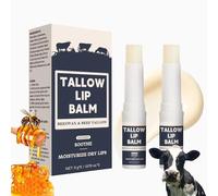2PCS Beef Tallow Lip Balm, honey lip balm Organic Grass-Fed Pure Beef Tallow with Lemon, Moisturizing Care for Dry, Chapped Lips, Women & Men's Tallow Balm Vitamin-Rich & Long-Lasting Lip Care balm