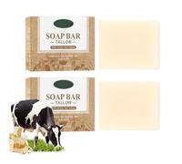2PCS Beef Tallow Soap for Skin,Tallow Naourish Soap,Handmade Organic Tallow Soaps Bar,Moisturizing Bar for Dry Skin,Nourish Bars Facial Soaps for Body Face,Oil Control Skincare,Radiant Complexion