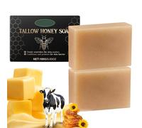 2PCS Beef Tallow Soap, Handmade Natural Soap Bar with Honey, Deep Cleansing & Moisturizing Soaps for Face & Body, Soothing & Barrier Protection, Beef Tallow Skin Care for Dry & Sensitive Skin, 100g