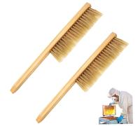 2PCS Beekeeping Bee Brush with Natural Horsehair, Wooden Handle Double-Row Bristles for Gentle Hive Maintenance & Honey Harvest - Beekeeper Tools Kit