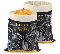 2Pcs Beeswax Bread Bag for Homemade Bread Oxford Cloth Sourdough Breads Storage Bags Reusable Beeswax Bags for Sourdough to Keep Fresh Waxed Bag for Artisan Baking