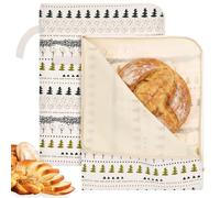 2PCS Beeswax Bread Bag for homemade bread Reusable Large Loaf Guard Beeswax Bag for Sourdough 44 x 34cm Zip Breads Bags for Keep Breads Fresh Freezer Safe