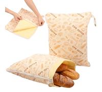 2Pcs Beeswax Bread Bags,43x33cm Bread Bag with L Shaped Zipper,Reusable Beeswax-Lined Cotton Storage Bags Homemade Waxed Food Storage for Keeping Toaster Loaf Sandwich Fruits Vegetables Fresh(Style 1)