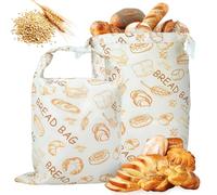 2PCS Beeswax Bread Bags,Bread Bags for Homemade Bread,Reusable Linen Breads Storage Bags,Keeps Fresh for Sourdough & Artisan Loaves(43 * 33cm)