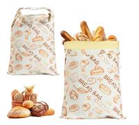 2PCS Beeswax Bread Bags, Extra Large Bread Storage Bags with Natural Beeswax Lining & Zip Closure,Reusable Cotton Linen Beeswax Food Storage Bags for Sourdough & Artisan Loaves (B)