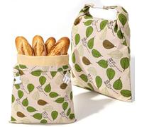 2Pcs Beeswax Bread Bags for Homemade Bread & Sourdough Reusable Large Capacity Cotton Linen Beeswax Bread Bag for Freezer & Refrigerator with Natural Beeswax Lining to Keep Bread Fresh, 43 * 33cm