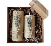 2pcs Beeswax Candle Set, Lavender Scented Column Beeswax Candles, Candle Gifts, Party Candles, Ceremony Candles, Home Decor, Christmas, Halloween
