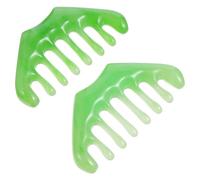 2pcs Beeswax Eight Tooth Massage Comb Gua Sha Scalp Tool | Water Drop Head Design, Green Finish, Handheld Format for Head and Arms, Work and Travel Use