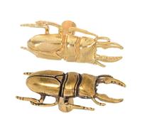 2pcs Beetle Shape Vintage Brass Cabinet Knobs for Dressers and Drawers | Solid Brass, Smooth Polished Surface, Standard Mounting Holes, 2 X Cabinet Knobs for French Country Decor