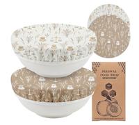 2Pcs Beige Reusable Beeswax Bowl Covers Bread Sourdough Bowl Covers for Proofing Rustic Wheat Reusable Elastic Bread Sourdough Cover Wrap Dough Proofing Food Storage Kitchen Baking Supplies