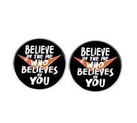 2Pcs Believe in the Me Who Believes in You' Alloy Pin Badge Set, Motivational Button with Checkmark, Inspirational Gift for Confidence & Support