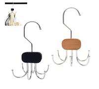 2Pcs Belt Hanger for Clothes Space Savers Storage Solutions, Belt Hanger for Wardrobe Saving Closet Storage for Ties, Bags, Hats(Natural Wood Color, Black)