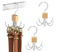 2Pcs Belt Hanger for Wardrobe Closet,Wooden 360°Rotatable Belt Organizer Holder with 6 Hooks Space-Saving Closet Wood Storage Rotating Hooks Ideal for Belts,Ties,Scarves,Hats,Bra,Top,Scarf