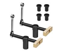 2Pcs Bench Dog Clamps for 20mm Hole, Woodworking Adjustable Desktop Clips With 4 Bench Dogs, Fixture Vise Benches Joinery Carpenter Tool for Woodworking Benches Tools Silver