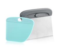 2Pcs Bench Scraper Kitchen, Kitchen Scraper Stainless Steel, Multi-Purpose Bowl Scrapers for Baking, Cake, Pizza Dough (Blue)