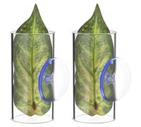 2pcs Betta Fish Tube Tank Tunnel Acrylic with Leaf and Suction Cup