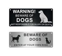 2PCS Beware Of The Dog Sign Aluminium Warning Signs | Suitable As Beware Of The Dogs Sign Outdoor Gate And Dog Warning Signs For Fences, Gardens And Entrances