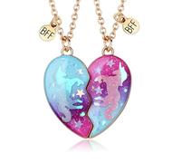 2PCS BFF Necklaces for Girls, Unicorn Starry Night Best Friends Matching Necklaces, Friendship Magnetic Heart Pendant Necklaces, Birthday Valentine Jewelry Gift for Women Girls Mother Sisters Friends