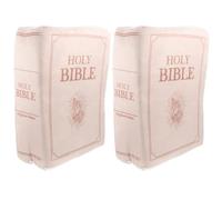 2pcs Bible Themed Plush Book Pillow with Openable Shape, Khaki Decor