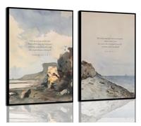 2Pcs Bible Verse Wall Art , Psalm 121:1-2 And 27 :1 Christian Canvas Prints Motivational Scripture Vintage Watercolor Painting Pictures Religious Inspirational Posters Home Wall Decor Unframed (Bible