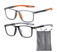 2Pcs Bifocal Reading Glasses, Vision Sync Multifocal Glasses with Adjustable Focus for Reading and Digital Screens, Two Pairs Varifocal Glasses for Men and Women in Grey and Black Frames with Two Diam