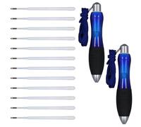 2pcs Big Fat Heavy Pens with 12 Refills, Smooth Writing Thick Pens, Weighted and Wide Grip Ballpoint For Hand Tremors (Blue)