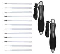 2pcs Big Fat Heavy Pens with 12 Refills, Smooth Writing Thick Pens - Weighted, Wide Grip Ballpoint for Hand Tremors (Black)