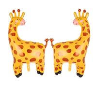 2Pcs Big Giraffe Balloons Cartoon Giraffe Shaped Foil Animal Balloon Woodland Jungle Safari Theme Kids Birthday Party Decorations