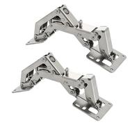 2PCS Big Kitchen Cabinet Door Hinges Cupboard 170 Degree - Large Angle No Slot Required Easy to Install(with Buffer)