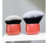 2pcs Big Size Oval Ultra-Soft Foundation Blush Kabuki Brush Set-Dense Bristiles Makeup Brushes, for Face&Body Powder, Cream, Blush, Self-Tanner & Tanning Application (Red)
