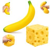 2Pcs Big Squishy Toys, One Cheese and One Banana Squishy Fidget Toys