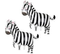 2Pcs Big Zebra Balloons Cartoon Zebra Shaped Foil Animal Balloons Woodland Jungle Safari Theme Kids Birthday Party Decorations
