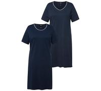 Ulla Popken Women's 2pcs, Bigshirts, Simple and dots Night Shirt, Midnight Blue, 28-30
