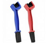 2PCS Bike Chain Cleaning Brush, 3 Sided Motorcycle Chain Cleaner Tool for Bicycle Mountain Bike Road Bike Motorbike Drivetrain Cassette Sprocket Crankset Gear Brush (Red & Blue)