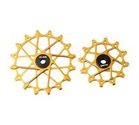 2Pcs Bike Rear Derailleur Pulley, 12T+16T Pottery Ball Bearing For Sram, 67.4x7.5mm, Aluminum Alloy, 16T Is A Narrow Wide Wheel(Gold)