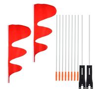 2pcs Bike Safety Flags with Adjustable Poles in 4 Sizes, 23 Inch Dinosaur Tail Shape Weather Proof Bicycle Trike Go Kart Wheelchair Motorcycle Trailer Flag with Connector Fixing Accessories for Kid