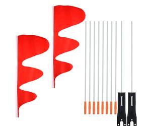 2pcs Bike Safety Flags with Adjustable Poles in 4 Sizes, 23 Inch Dinosaur Tail Shape Weather Proof Bicycle Trike Go Kart Wheelchair Motorcycle Trailer Flag with Connector Fixing Accessories for Kid