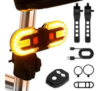 2Pcs Bike Tail Light with Turn Signal Waterproof Rechargeable LED Bicycle Rear Lights 5 Modes Flashing Automatic Smart Radar for Night Riding Electric Ebike Mountain Cycling Safety Warning Lamp(black)