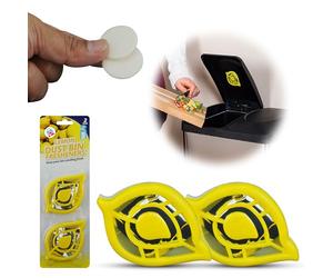 2Pcs Bin Freshener Odour Eliminator for Kitchen Dustbins, Lemon Scent Air Freshener Self Adhesive Leaf Design, Odour Remover for Swing Pedal Bins, Trash Can Deodoriser