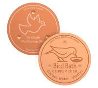 2PCS Bird Bath Copper Disc, 99.99% Pure Copper Bird Bath Purification Disk with 3-Point Support, 0.8mm Thick Birdbath Cleaning Disc for Outdoor Birdbaths & Fountains All-Season Cleaning
