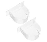 2pcs Bird Cage Food Feeding Dish Clear Water Seed Feeder Hanging Parrot Food Dispenser Bowl Cup for Pet and Animal Cages Accessory Transparent