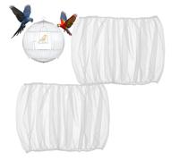 2Pcs Bird Cage Seed Catcher, Adjustable Bird Cage Skirt Cover, Black Stretchy Birds Cages Netting for Round Square Parrot Parakeet Macaw African Cages，white